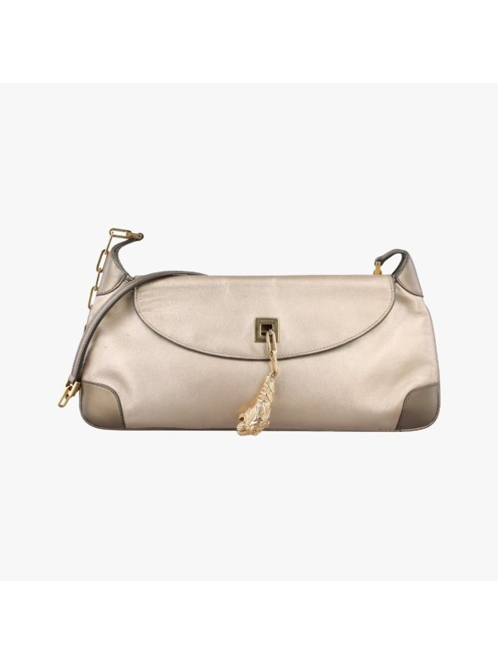 Gucci Tiger Head Gold Leather